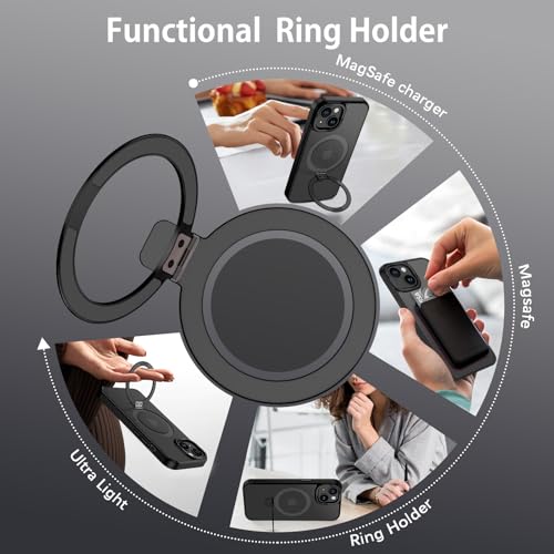DUEDUE for iPhone 14 Plus Case Magnetic with Ring Stand[Compatible with Magsafe], Full Body Protective Cover Slim Shockproof Kickstand Phone Case for Apple iPhone 14 Plus 6.7", Black - image 2