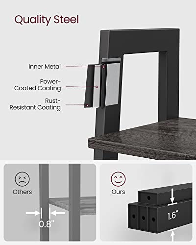 Image of VASAGLE BARNET Collection - Ladder Shelf, Bookshelf, Storage Rack, Modern Bookcase for Living Room Home Office Kitchen, Steel Frame, 4-Tier, 22-Inch Wide, Charcoal Gray and Ink Black ULLS044B04