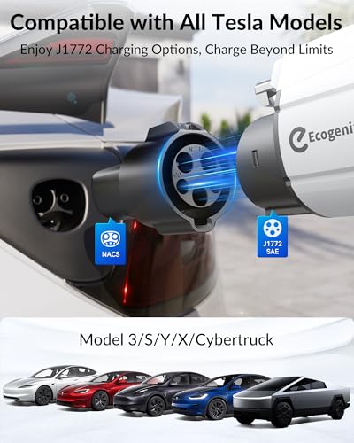 Ecogenix J1772 to Tesla Charger Adapter, Max 80A/250V for Tesla Model Y 3 X S Cybertruck, Tesla Accessories, Connecting to SAE J1772 Charging Stations Fast & Safe Charging for Tesla only - Thumbnail 3