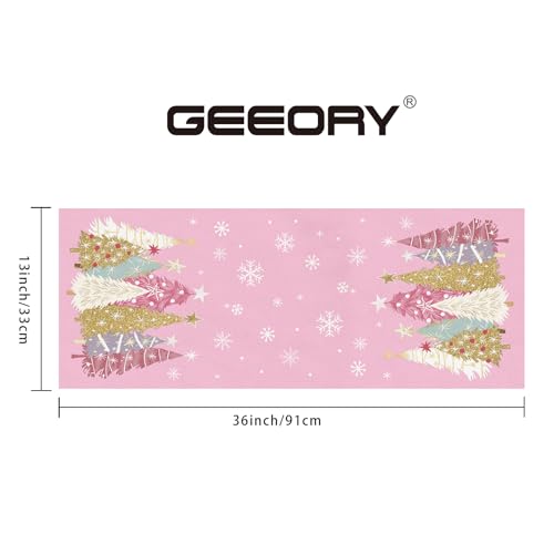 GEEORY Christmas Table Runner 13x36 Inch, Xmas Trees Snowflakes Holiday Decorative Farmhouse Table Decoration for Kitchen Dinning, Indoor Outdoor Dinner Party Decor (Pink) GT153-36 by GEEORY - Image 8
