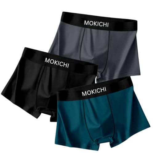 Image of Men's Ice Silk Boxer Briefs Pack of 3 | Ultra Soft Breathable Stretch Trunks | Moisture Wicking Quick Dry Innerwear | Comfortable Mid Rise Underwear