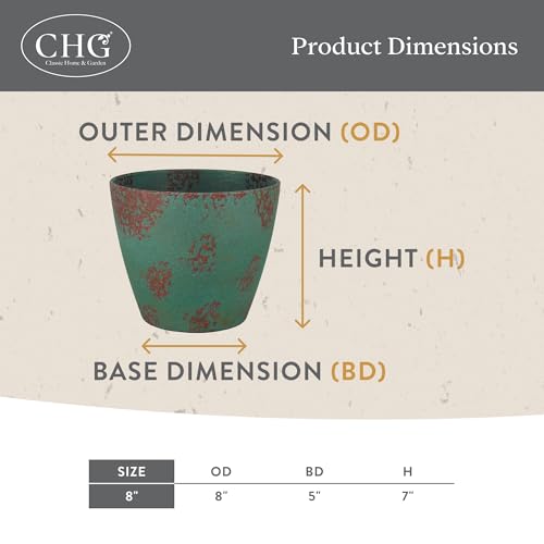 Classic Home and Garden Vogue Planter Pots w/Pottery Quality Finish - Modern Indoor & Outdoor Flower Pots - UV-Resistant Porch Planters - Decorative Pot for Flowers & Herbs (8” Lava Red)