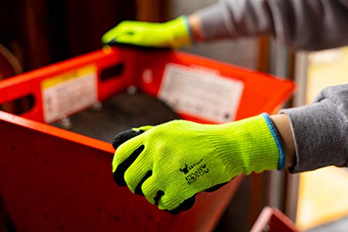 Image of G & F 1516 Premium High Visibility Work and Gardening Gloves for Men and Women, 12 Pairs Pack, MicroFoam Textured Coated Palm and Fingers, Size Small, Green