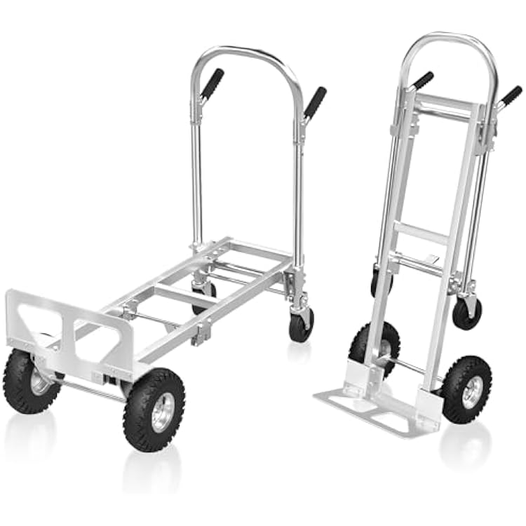 800 LBS Dolly Cart with Wheels, 2 in 1 Folding Hand Truck, Stainless Steel Heavy Duty Industrial Convertible Hand Cart, Utility Collapsible Hand Truck Dolly for Warehouse, Home, Office, Etc
