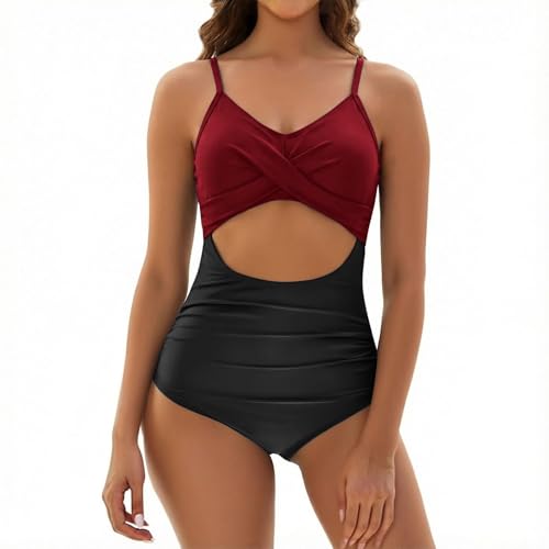 Maillot de bain effet ventre plat pour femme monokini col V