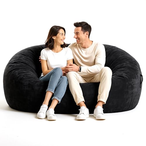 Codi 6FT Bean Bag Chair for Adults, Washable Cover, Black