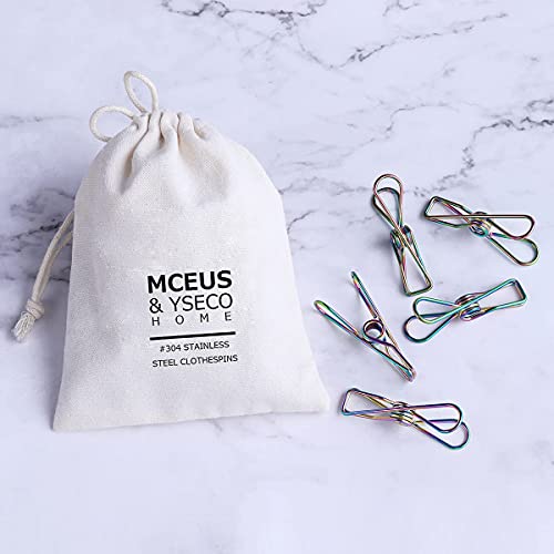 Mceus 30 Pcs Colored Stainless Steel Clothes Pins Laundry Clips Wire Clothespins, Strong Clamp Metal Clothes Pegs Multipurpose For Hanging Clothes, Outdoor Clothesline, Hanger, Kitchen, Food Bag #TOP5