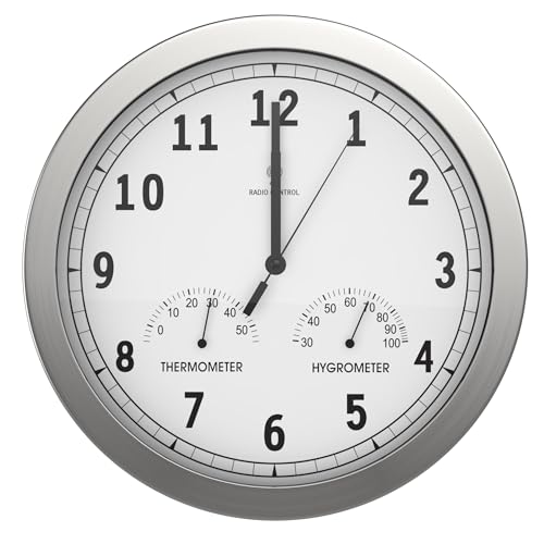 bonVIVO Timerider Horloge Murale Radio-Pilotée Ultra-Précise, Pendule Murale Silencieuse pour Salon/Cuisine/Bureau, Pendule Murale Aluminium avec...