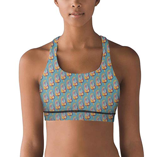 Lkegc Womens Rainbow Popsicles Sports Yoga Seamless Yoga Tops Bra