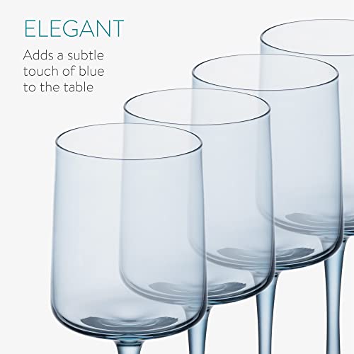 Navaris Blue Square Wine Glasses (Set Of 4) - Colored Wine Glasses With Stems - Colored Glassware With Stem For Serving Wine, Cocktails, Beer, Dessert #TOP3
