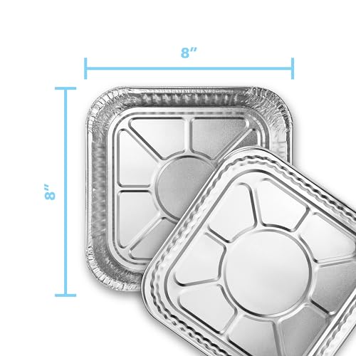 MontoPack 8” Disposable Aluminum Foil Square Baking Pans | 8 x 8 Cake Pan Tin for Broiling, Toaster Oven, Meal Prep, Roasting, Take Out | 20 Pack (8\" X 8\" With Lids) - Thumbnail 3