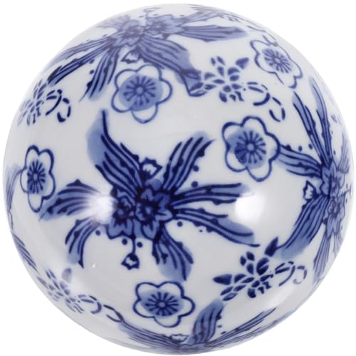 TEHAUX 新中式青花粉彩陶瓷浮き玉 水槽装飾 インテリアオーナメント 家用デスクトップ水槽飾り 素材滑らか表面おしゃれな球