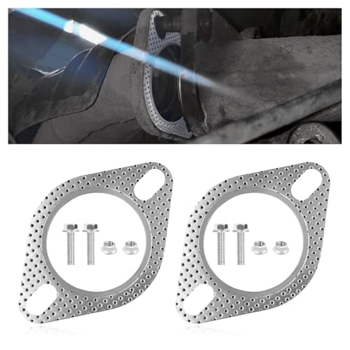 4UNeed - 2PCS 2.5" Exhaust Gasket OEM#120-06310-0002,Heavy Duty Exhaust Flange Gasket Kit with 4 Pairs of Screws and Nuts,Universal Exhaust Manifold Gasket Car Accessories for Repair (2.5 inch)