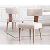 VESCASA Upholstered Farmhouse Dining Chairs with Wood Legs Mid Century Modern Linen Padded Dining Chairs with Curved Open Back for Dining Room Kitchen Set of 2 Beige