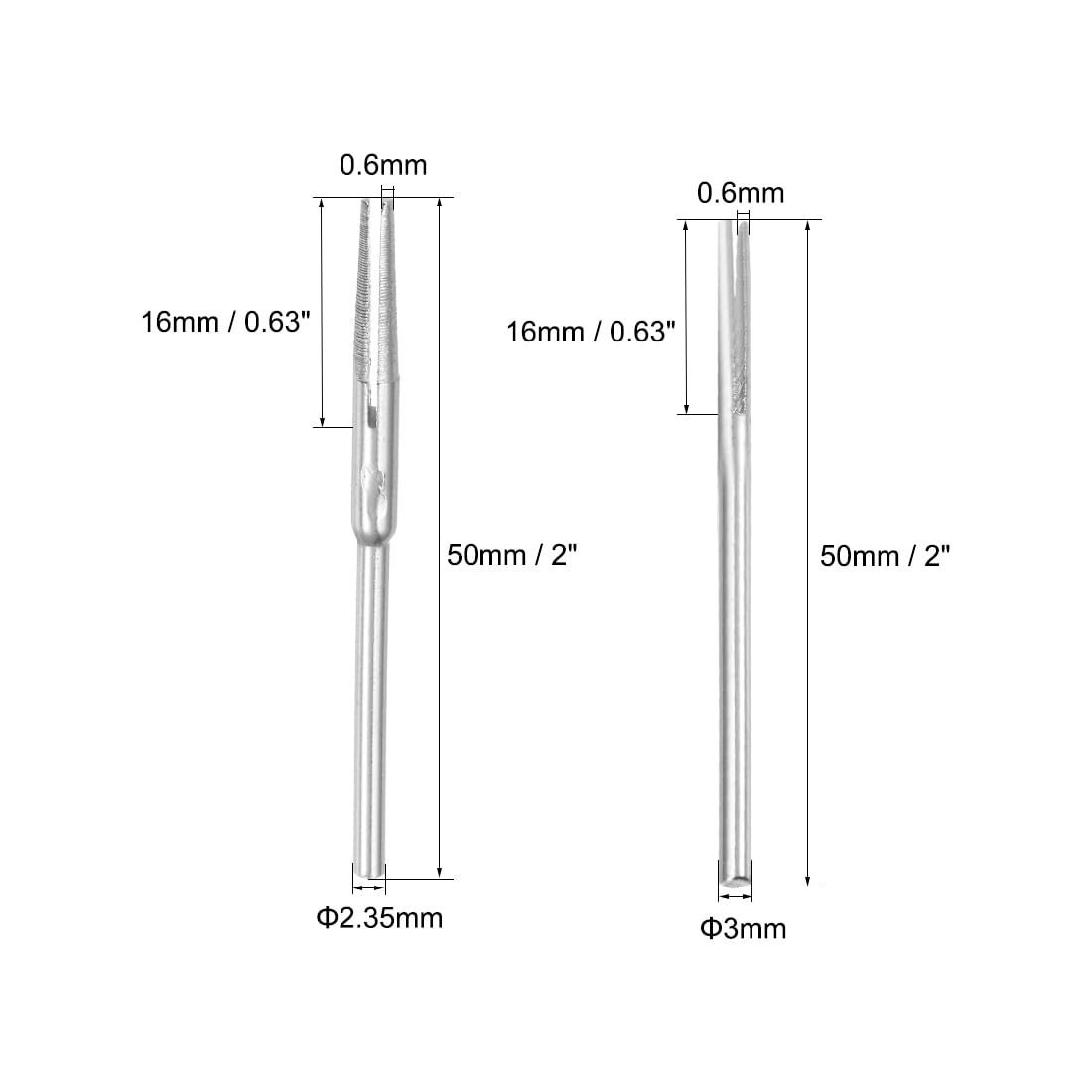 uxcell 2.35mm Shank Split Tapered Straight Mandrel Sandpaper Holder for Abrasive Sanding Disc 10 Pcs
