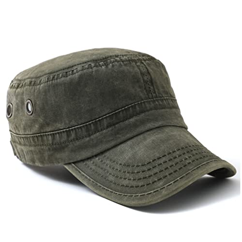 Image of 2 Pack Men's Cotton Military Caps Cadet Army Caps Vintage Flat Top Cap