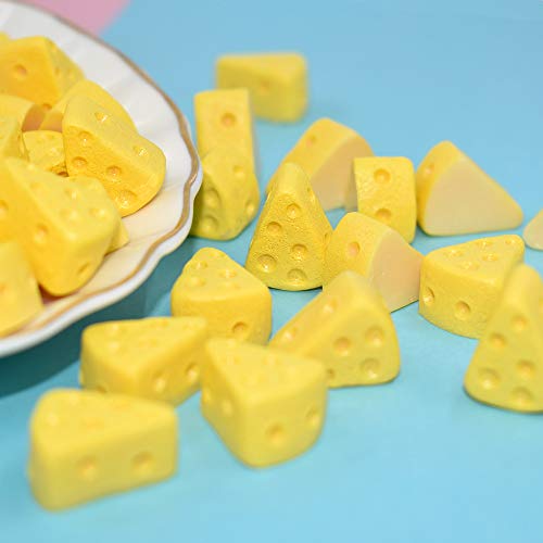 Hiawbon 30 Pcs Miniature Kitchen Food Cheese Simulation Triangle Cheesecake Food Figurines For Mini House Kitchen Decoration #TOP3