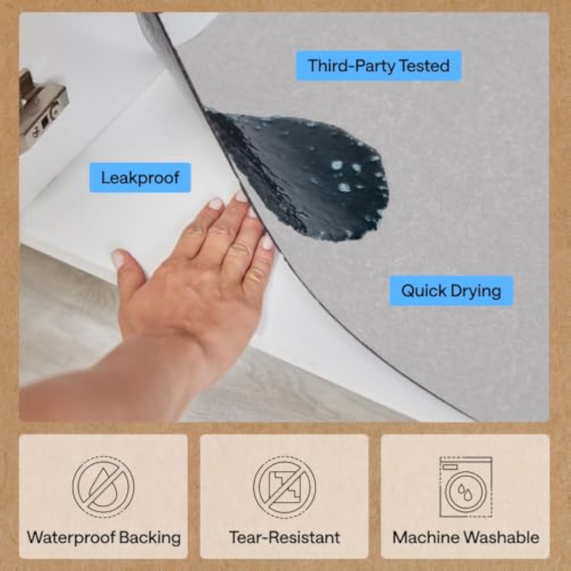 LeakGuard Under Sink Mat for Kitchen Cabinet, 24x30 Light Gray