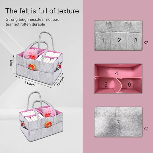 Image of Baby Diaper Caddy is a versatile baby basket designed for nursery storage, car organization, and as a thoughtful gift for baby showers. It is perfect for storing diapers and baby wipes.