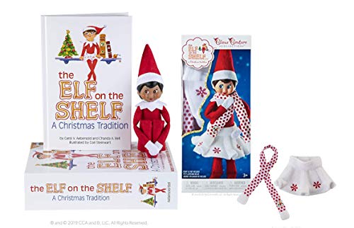 The Elf on the Shelf: A Christmas Tradition Girl Scout Elf (Ojos Marrones) con Falda de Copo de Nieve y Bufanda de la colección Claus Couture