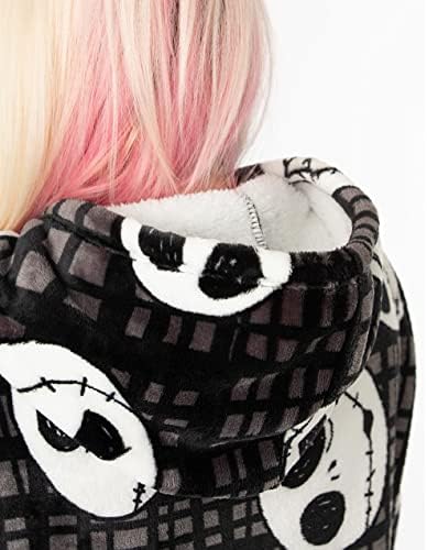 The Nightmare Before Christmas Vuddie Oversized Blanket Hoodie | Fluffy Fleece Pullover | One Size Sweatshirt with Big Pocket