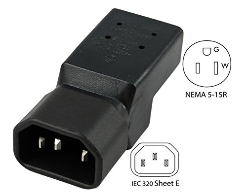 Bluexin Pdu Ups Power 3 Prong Plug Adapter, Usa Nema 5-15R Female To Iec 60320-C14 Male Connector #TOP4