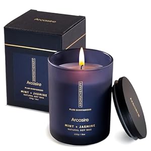 Arcasire Scented Candles Gifts for Women & Men, Mint & Jasmine Scented, 8oz Hand-Poured Natural Soy Wax, 48H Long-Burning, Luxury Candle Gift for Birthday, Wedding, Home, Spa, Yoga