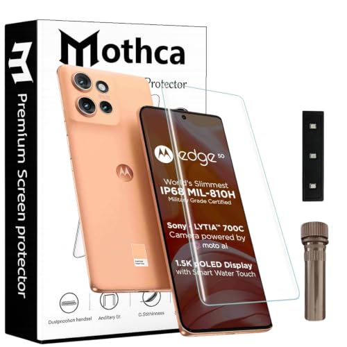 Image of Mothca Curved UV Tempered Glass Screen Protector for Moto Edge 50 | HD Clear | Full Screen Coverage | Pack of 1