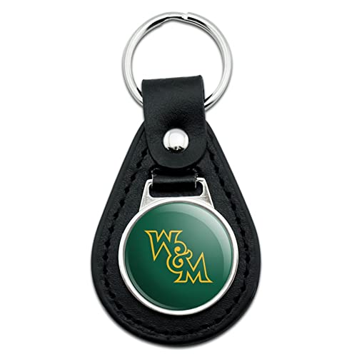 GRAPHICS & MORE Black Leather College of William & Mary Primary Logo Keychain