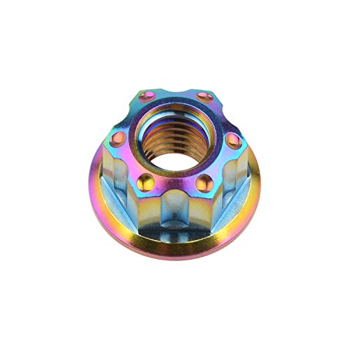 Image of Titanium M6 M8 M10 M12 M14 M16 Flange Bolt Nut Bicycle Motorcycle Rear Axle Car Modification Accessories Pack of 6 (M14 Pitch 1.5mm, Rainbow)