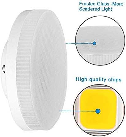 PURSNIC GX53 LED Bulb, 7W Daylight White 6000K Non Dimmable, No Flicker, Replace 45W GX53 Halogen or CFL GX53 Bulbs, 550Lumens, 4-Pack
