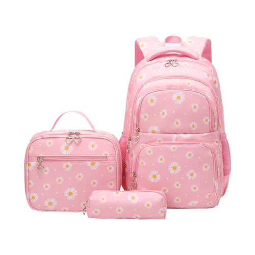 Sac à dos d'école résistant à l'eau pour étudiante ensemble de sacs de voyage rose floral