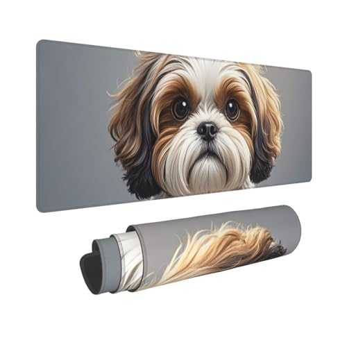 Tapis de souris de jeu Shih Tzu 80 cm en tissu haute densité et base en caoutchouc