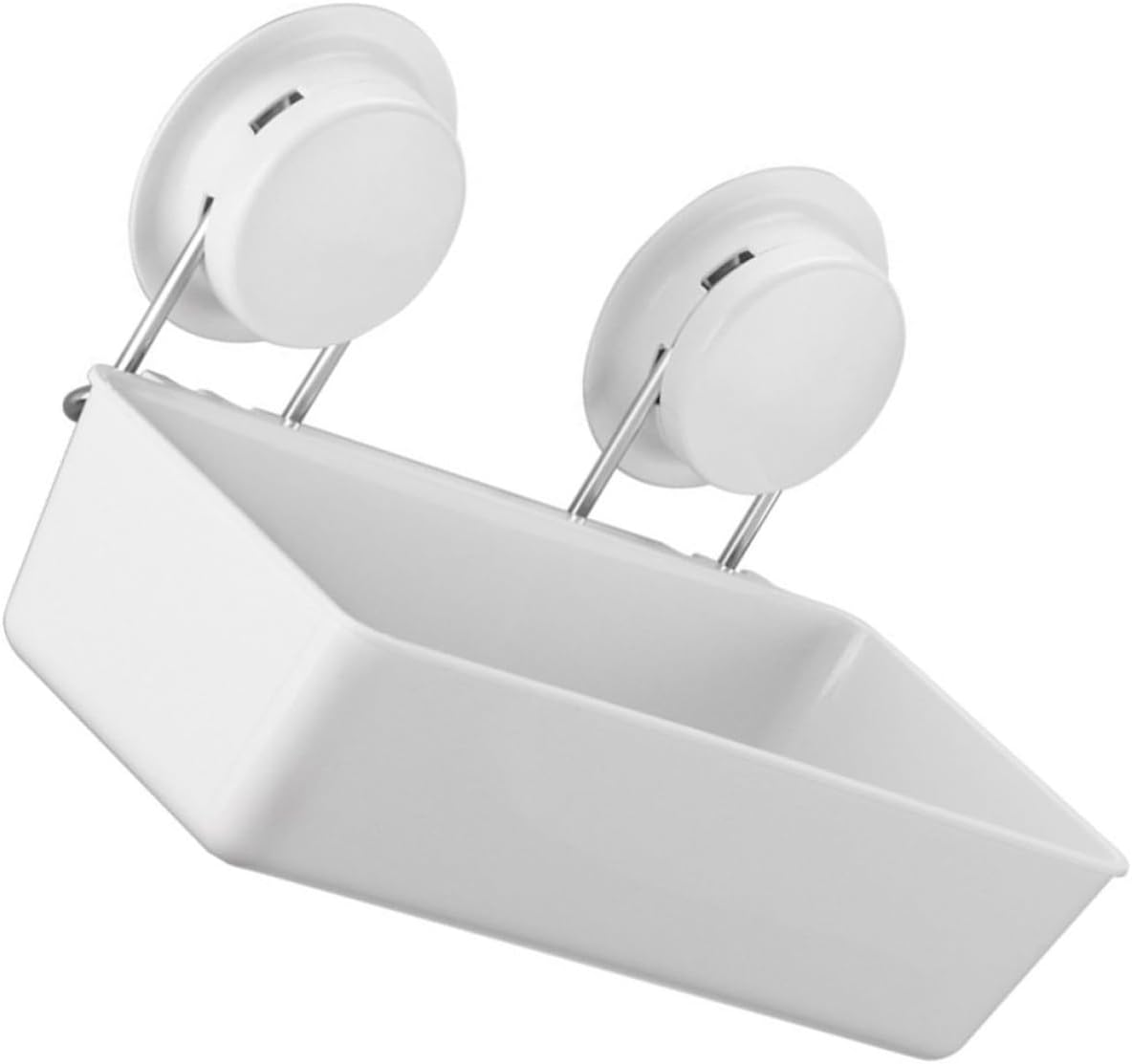 BESTYASH Suction Cup Draining Rack and Shower Room Organizer, White Wall Mounted Storage Holder with Powerful Suction Cups for Bathroom and Kitchen Accessories