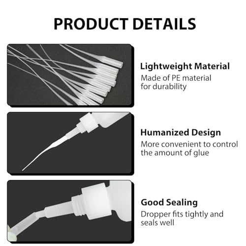 Lot de 50 micro pointes de colle en plastique - Extender de précision - Pour l'artisanat, les distributeurs de laboratoire, les micro-pointes de colle en plastique - Fine et précise – vue 2