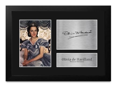 Autógrafo de Olivia de Havilland enmarcado A4 para fans de la memorabilia de películas clásicas