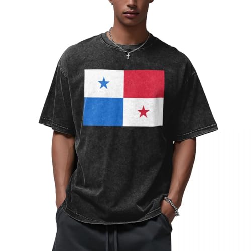 TIOYREVENO Camiseta patriótica de algodón preencogida para Hombre, diseño de Bandera de Panamá, Cuello Redondo, para Gimnasio y Viajes, Negra, Talla 3XL