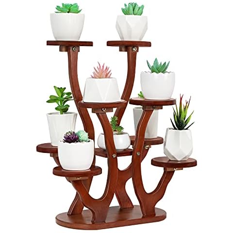 Jotsport 9 Pots Mini Succulent Stand Windowsill Small Plant Stand Multi Layers Succulents Display Shelf Kitchen Windowsill Desk Tabletop Plant Holder Cover