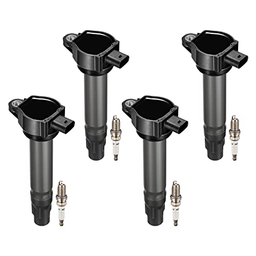 Image of BDFHYK Ignition Coil Pack UF557 and Iridium Spark Plug BY481ZFR5F Compatible with Jeep Patriot Compass 2007-2017 Dodge Journey 09-19 Caliber 07-12 Chrysler 200 Sebring Jeep Oem Coil Pack Set of 4