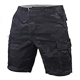 GYMAPE Vintage Cargo Shorts für Herren Multi Pocket Lose Entspannt Fit Tarnung 100% schwere Baumwolle Camo-Schwarz 32