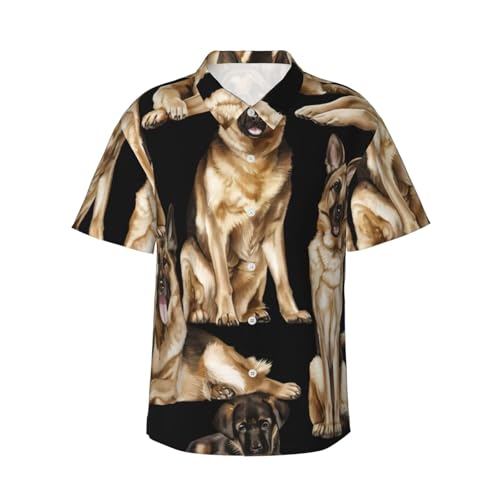 Chemise hawaïenne berger allemand contre la chaleur : short d'été fluide