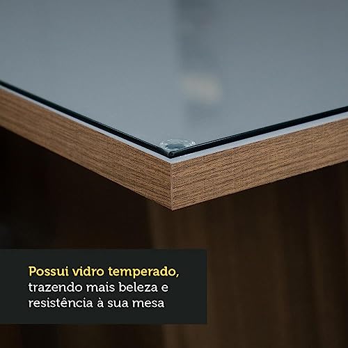 Conjunto Sala de Jantar Mesa Tampo de Vidro 4 Cadeiras Rustic/cinza/silver Marilia Madesa