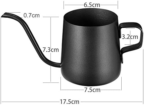 8.5 Oz/250ML Long Narrow Spout Coffee Pot Small Fine Stainless Pour Over Drip Coffee Pot Gooseneck Tea Kettle (Black, 250ML)