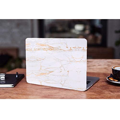 Image of Skin Poster - White and Golden Marble Matte Laptop Skin Protector Sticker for Dell, HP, Lenovo, Toshiba, Acer, ASUS and for All Models Up 11.6 inch -15.6 inch Inch