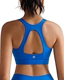 RUNNING GIRL Sports Bras for Women High Support,Molded Cup Plus Size Sports Bra High Impact Workout Yoga Bra(3059_Blue_XL)