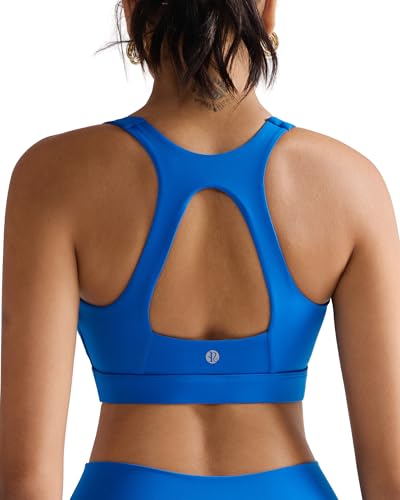 RUNNING GIRL Sports Bras for Women High Support,Molded Cup Plus Size Sports Bra High Impact Workout Yoga Bra(3059_Blue_XL)