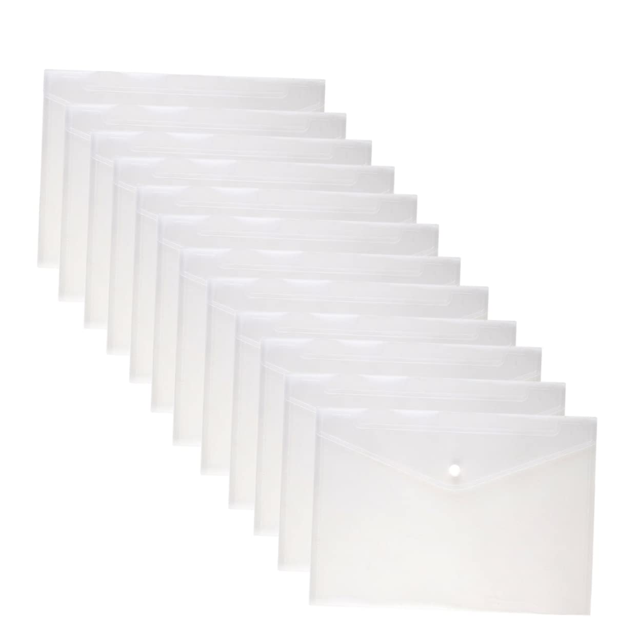 HOMSFOU 24pcs Document Folder Organizer Clear File Envelopes with Snap Closure Tear Water-Resistant for Securely Carrying Important Papers White