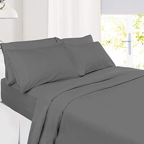 Image of Hearth & Harbor Extra Deep Pocket Queen Sheets Sets - Fits Mattress 18-24 Inches Deep - Extra Deep Pocket Sheets - 6 Piece Queen Size - Grey (Pack of 6)