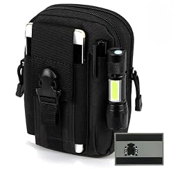 THULANDER Riñonera Tactica con Sistema Molle Material Policial para Cinturon Tactico EDC Bolsa Tactica Militar Accesorios para Airsoft Caza Senderismo Camping + Bandera de España