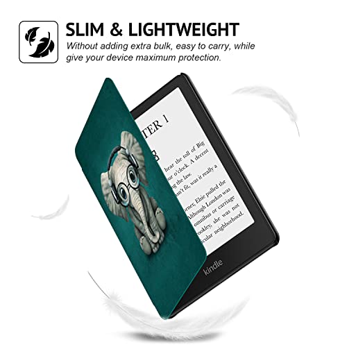 Ayotu Case For All-New 6.8" Kindle Paperwhite (11Th Generation- 2021 Release) - Pu Leather Cover With Auto Wake/Sleep - Fits Amazon Kindle Paperwhite Signature Edition, The Elephant #TOP5
